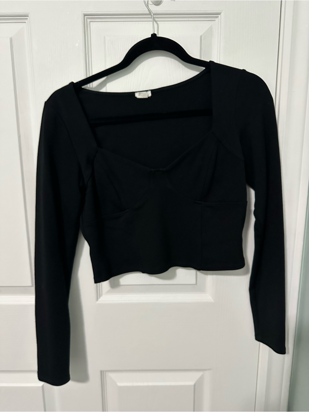 Garage Black Long-Sleeve Crop Top
